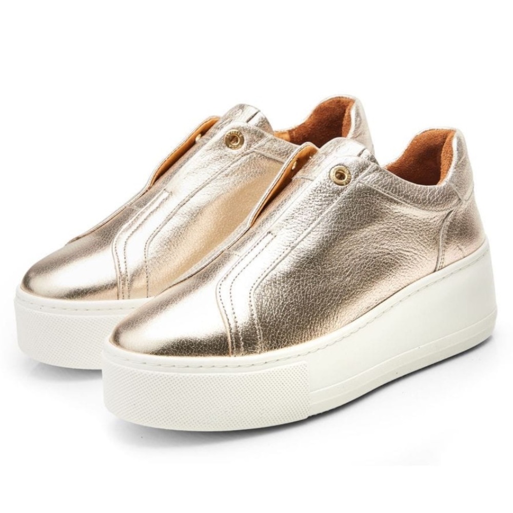 Pale gold platform sneakers. Brand new.